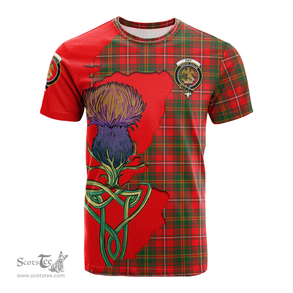 Scottish Hay Modern Clan Tartan with Thistle and Scotland Map Tartan Plaid T Shirt Scottish Plaid Tartan Plaid - ScotsTee - scotstee.com