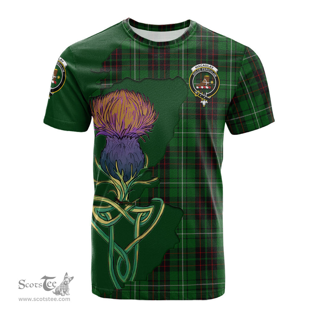 Scottish MacAulay of Lewis Clan Tartan with Thistle and Scotland Map Tartan Plaid T Shirt Scottish Plaid Tartan Plaid - ScotsTee - scotstee.com