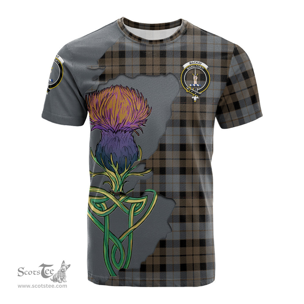Scottish MacKay Weathered Clan Tartan with Thistle and Scotland Map Tartan Plaid T Shirt Scottish Plaid Tartan Plaid - ScotsTee - scotstee.com