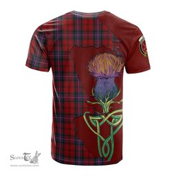 Scottish Kelly of Sleat Red Clan Tartan with Thistle and Scotland Map Tartan Plaid T Shirt Scottish Plaid Tartan Plaid - ScotsTee - scotstee.com