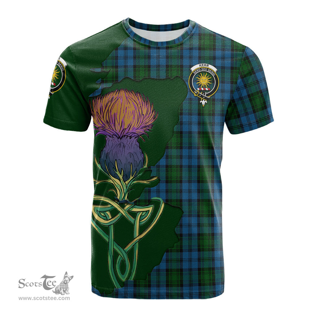 Scottish Kerr Hunting Clan Tartan with Thistle and Scotland Map Tartan Plaid T Shirt Scottish Plaid Tartan Plaid - ScotsTee - scotstee.com