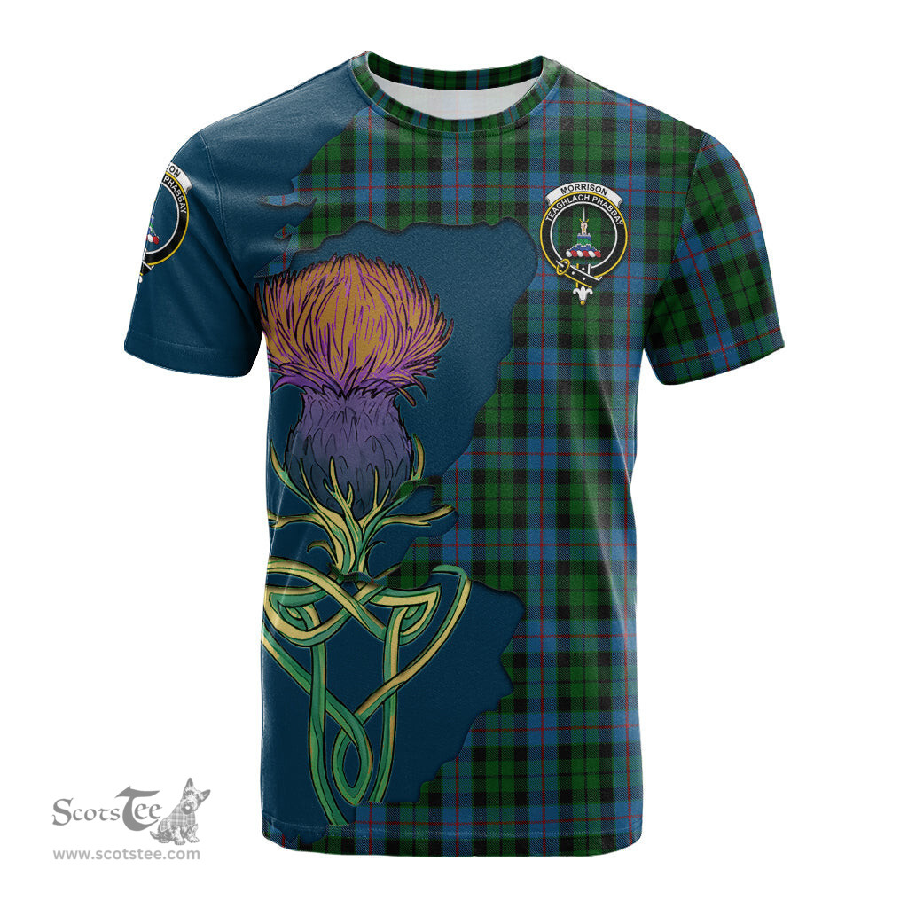 Scottish Morrison Society Clan Tartan with Thistle and Scotland Map Tartan Plaid T Shirt Scottish Plaid Tartan Plaid - ScotsTee - scotstee.com