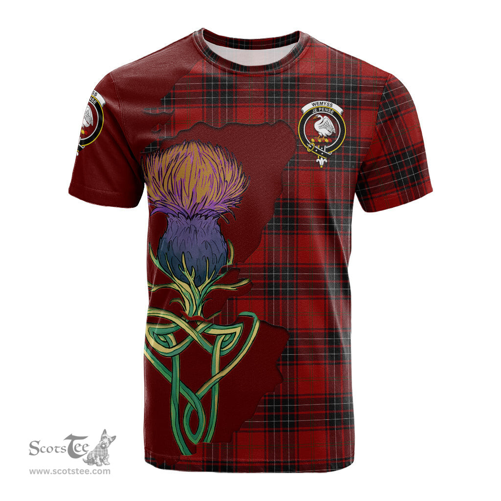 Scottish Wemyss Clan Tartan with Thistle and Scotland Map Tartan Plaid T Shirt Scottish Plaid Tartan Plaid - ScotsTee - scotstee.com