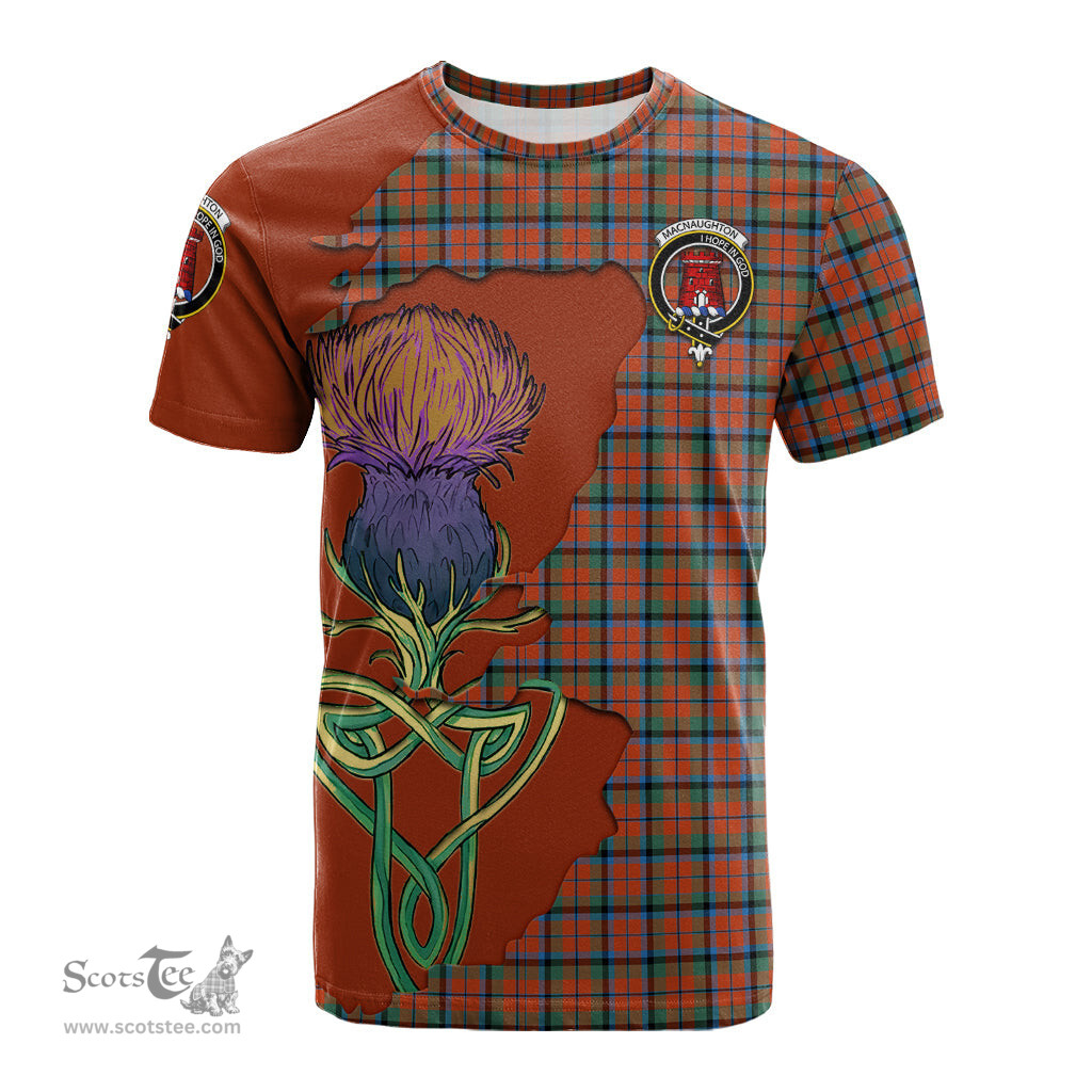Scottish MacNaughton Ancient Clan Tartan with Thistle and Scotland Map Tartan Plaid T Shirt Scottish Plaid Tartan Plaid - ScotsTee - scotstee.com