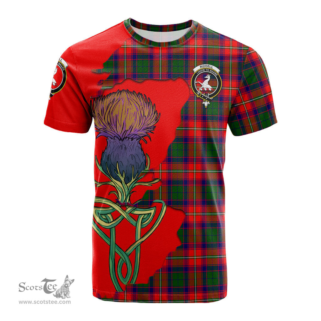 Scottish Riddell Clan Tartan with Thistle and Scotland Map Tartan Plaid T Shirt Scottish Plaid Tartan Plaid - ScotsTee - scotstee.com