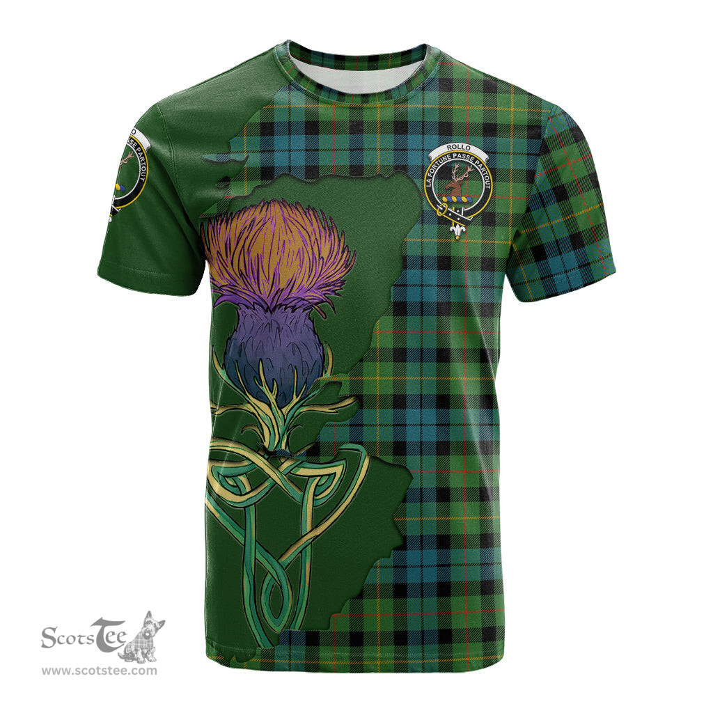 Scottish Rollo Ancient Clan Tartan with Thistle and Scotland Map Tartan Plaid T Shirt Scottish Plaid Tartan Plaid - ScotsTee - scotstee.com