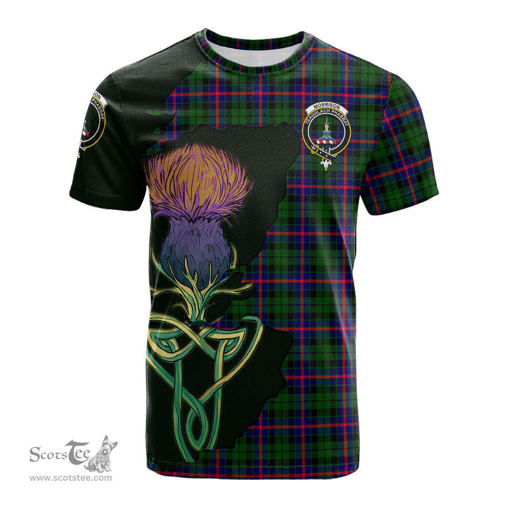 Scottish Morrison Modern Clan Tartan with Thistle and Scotland Map Tartan Plaid T Shirt Scottish Plaid Tartan Plaid - ScotsTee - scotstee.com