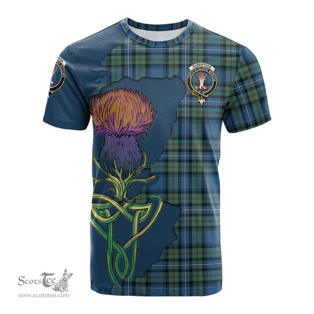 Scottish Robertson Hunting Ancient Clan Tartan with Thistle and Scotland Map Tartan Plaid T Shirt Scottish Plaid Tartan Plaid - ScotsTee - scotstee.com