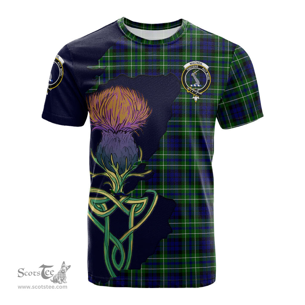 Scottish MacNeil of Colonsay Modern Clan Tartan with Thistle and Scotland Map Tartan Plaid T Shirt Scottish Plaid Tartan Plaid - ScotsTee - scotstee.com