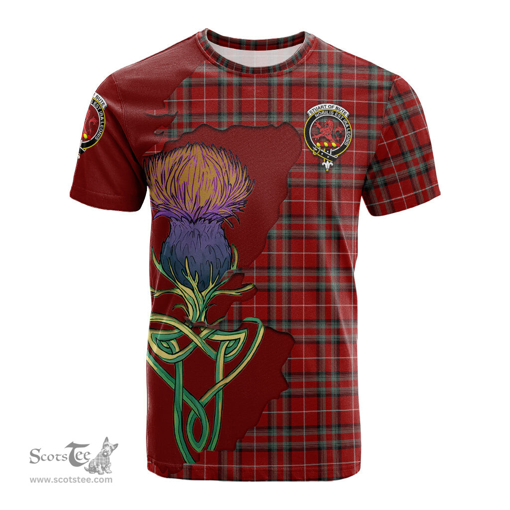 Scottish Stuart of Bute Clan Tartan with Thistle and Scotland Map Tartan Plaid T Shirt Scottish Plaid Tartan Plaid - ScotsTee - scotstee.com