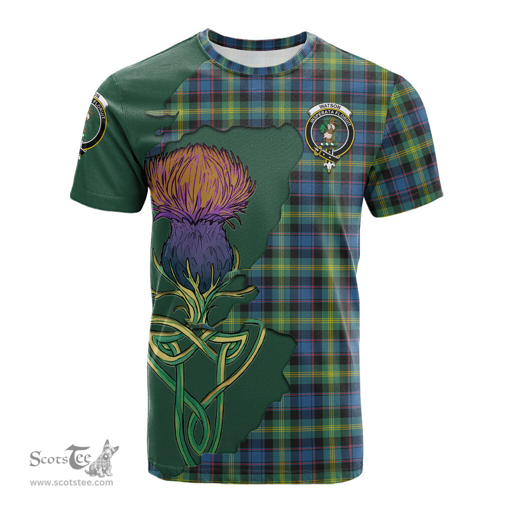 Scottish Watson Ancient Clan Tartan with Thistle and Scotland Map Tartan Plaid T Shirt Scottish Plaid Tartan Plaid - ScotsTee - scotstee.com