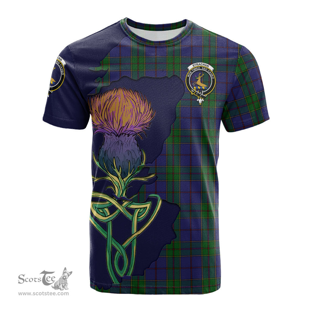 Scottish Strachan Clan Tartan with Thistle and Scotland Map Tartan Plaid T Shirt Scottish Plaid Tartan Plaid - ScotsTee - scotstee.com