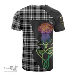 Scottish Menzies Black and White Clan Tartan with Thistle and Scotland Map Tartan Plaid T Shirt Scottish Plaid Tartan Plaid - ScotsTee - scotstee.com