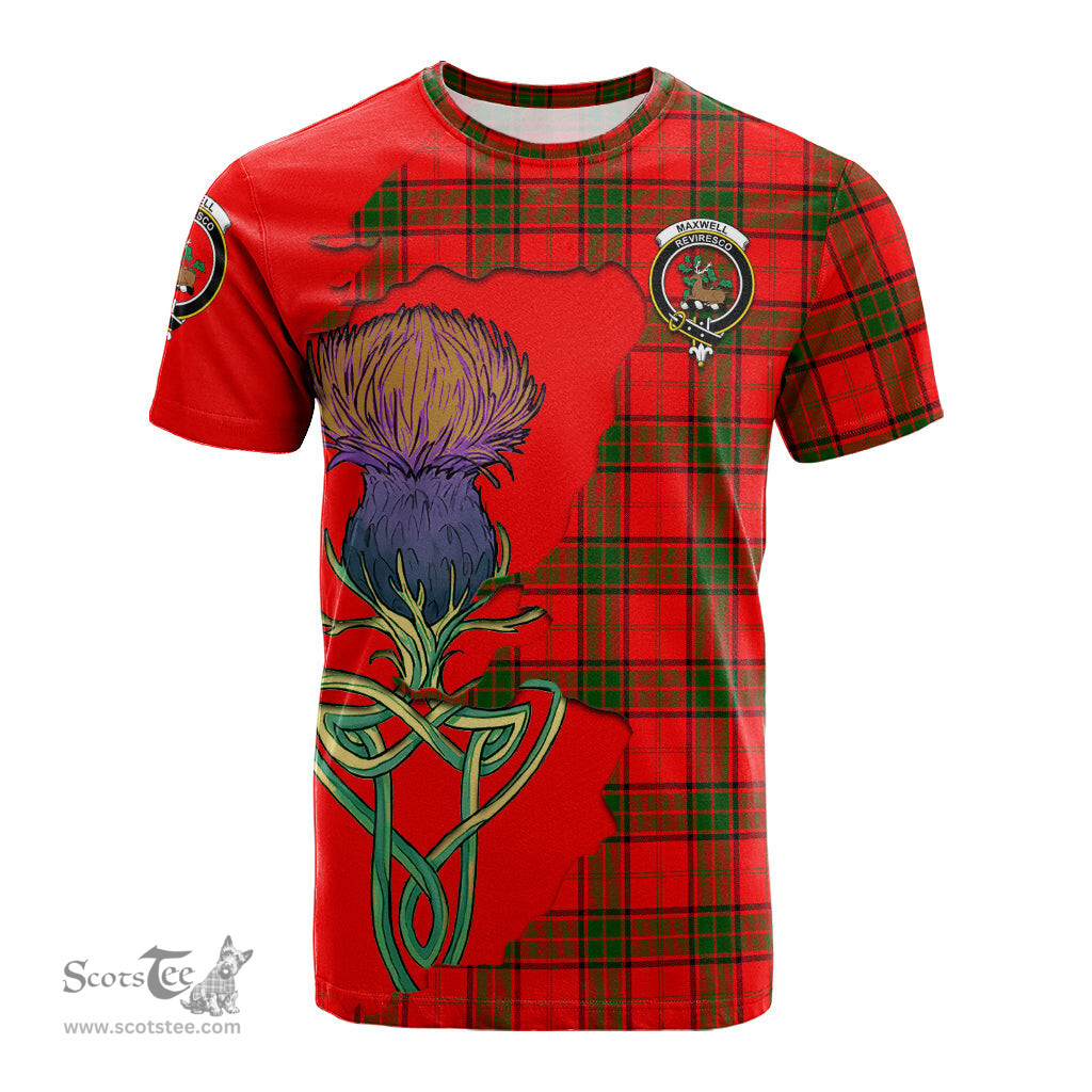 Scottish Maxwell Modern Clan Tartan with Thistle and Scotland Map Tartan Plaid T Shirt Scottish Plaid Tartan Plaid - ScotsTee - scotstee.com