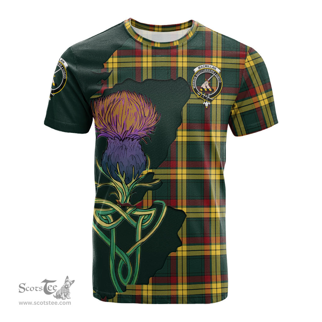Scottish MacMillan Old Modern Clan Tartan with Thistle and Scotland Map Tartan Plaid T Shirt Scottish Plaid Tartan Plaid - ScotsTee - scotstee.com