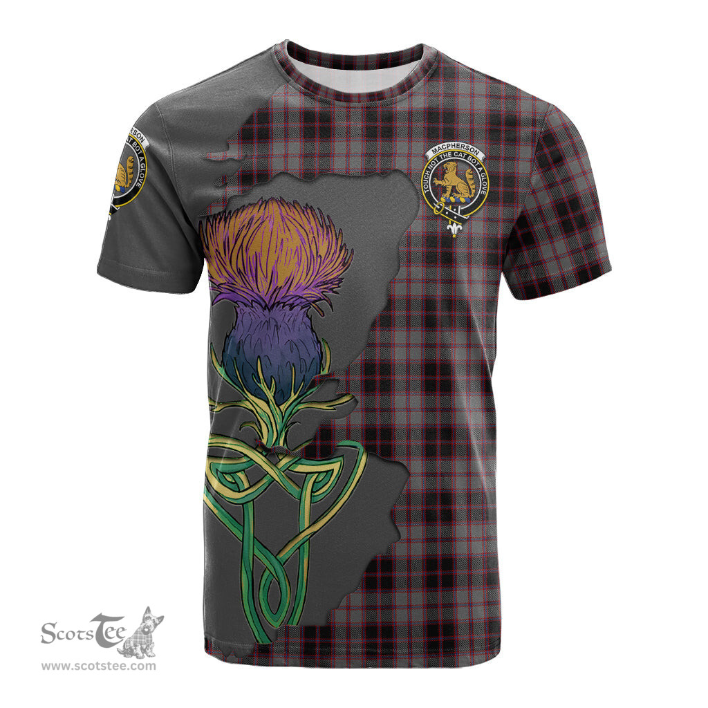 Scottish MacPherson Hunting Clan Tartan with Thistle and Scotland Map Tartan Plaid T Shirt Scottish Plaid Tartan Plaid - ScotsTee - scotstee.com