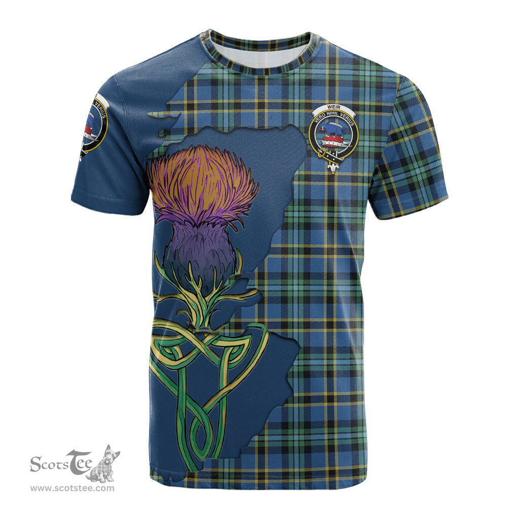 Scottish Weir Ancient Clan Tartan with Thistle and Scotland Map Tartan Plaid T Shirt Scottish Plaid Tartan Plaid - ScotsTee - scotstee.com