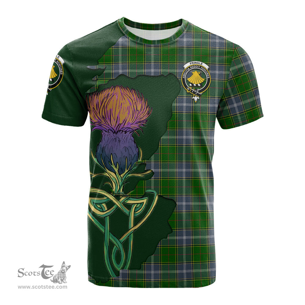 Scottish Pringle Clan Tartan with Thistle and Scotland Map Tartan Plaid T Shirt Scottish Plaid Tartan Plaid - ScotsTee - scotstee.com