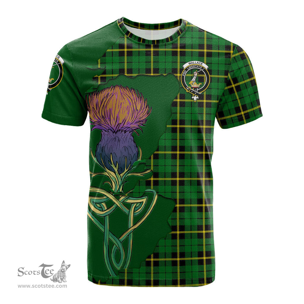 Scottish Wallace Hunting Green Clan Tartan with Thistle and Scotland Map Tartan Plaid T Shirt Scottish Plaid Tartan Plaid - ScotsTee - scotstee.com