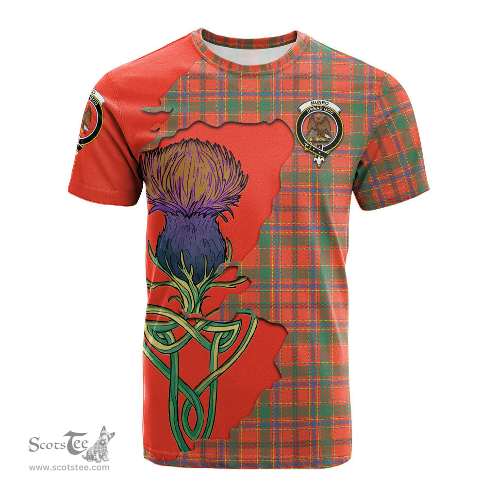 Scottish Munro Ancient Clan Tartan with Thistle and Scotland Map Tartan Plaid T Shirt Scottish Plaid Tartan Plaid - ScotsTee - scotstee.com