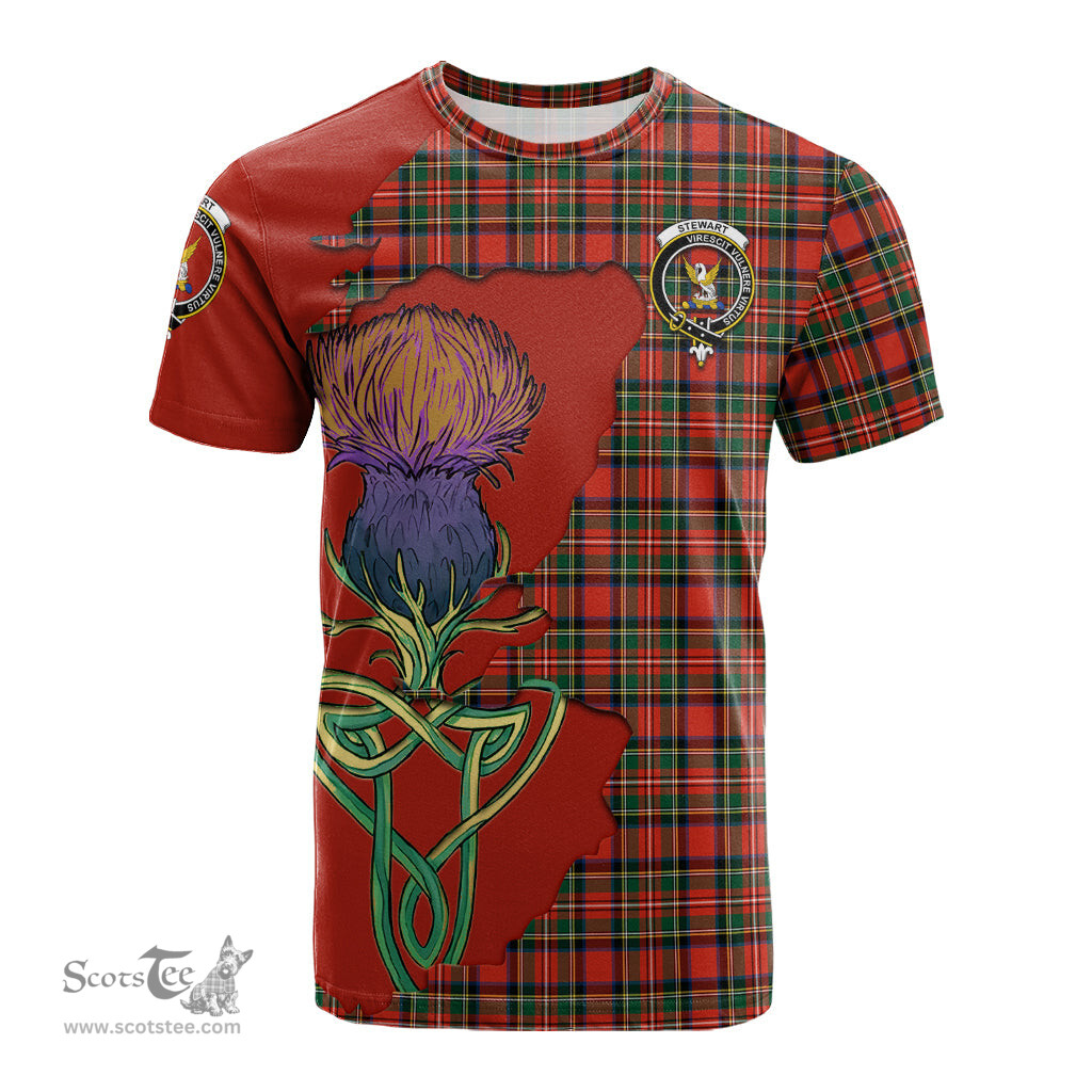 Scottish Stewart Royal Modern Clan Tartan with Thistle and Scotland Map Tartan Plaid T Shirt Scottish Plaid Tartan Plaid - ScotsTee - scotstee.com