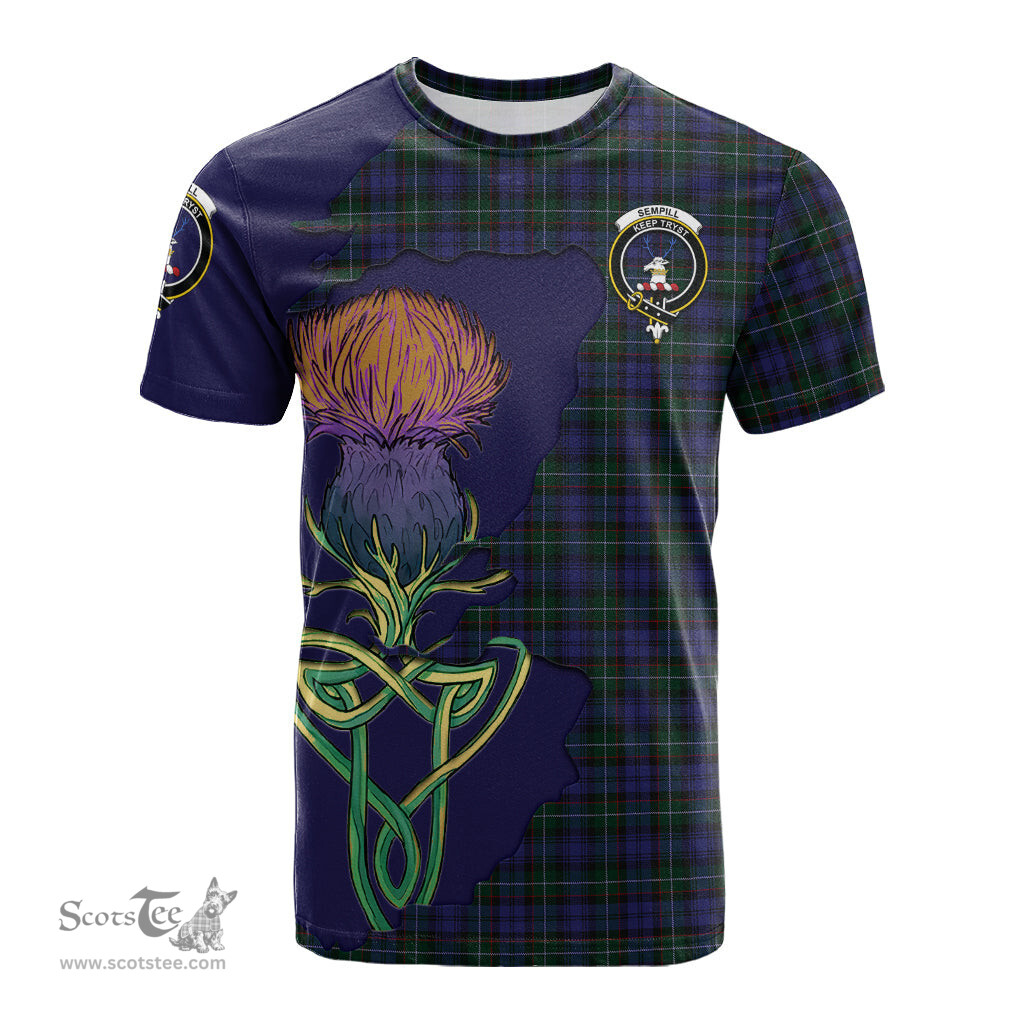 Scottish Sempill Clan Tartan with Thistle and Scotland Map Tartan Plaid T Shirt Scottish Plaid Tartan Plaid - ScotsTee - scotstee.com