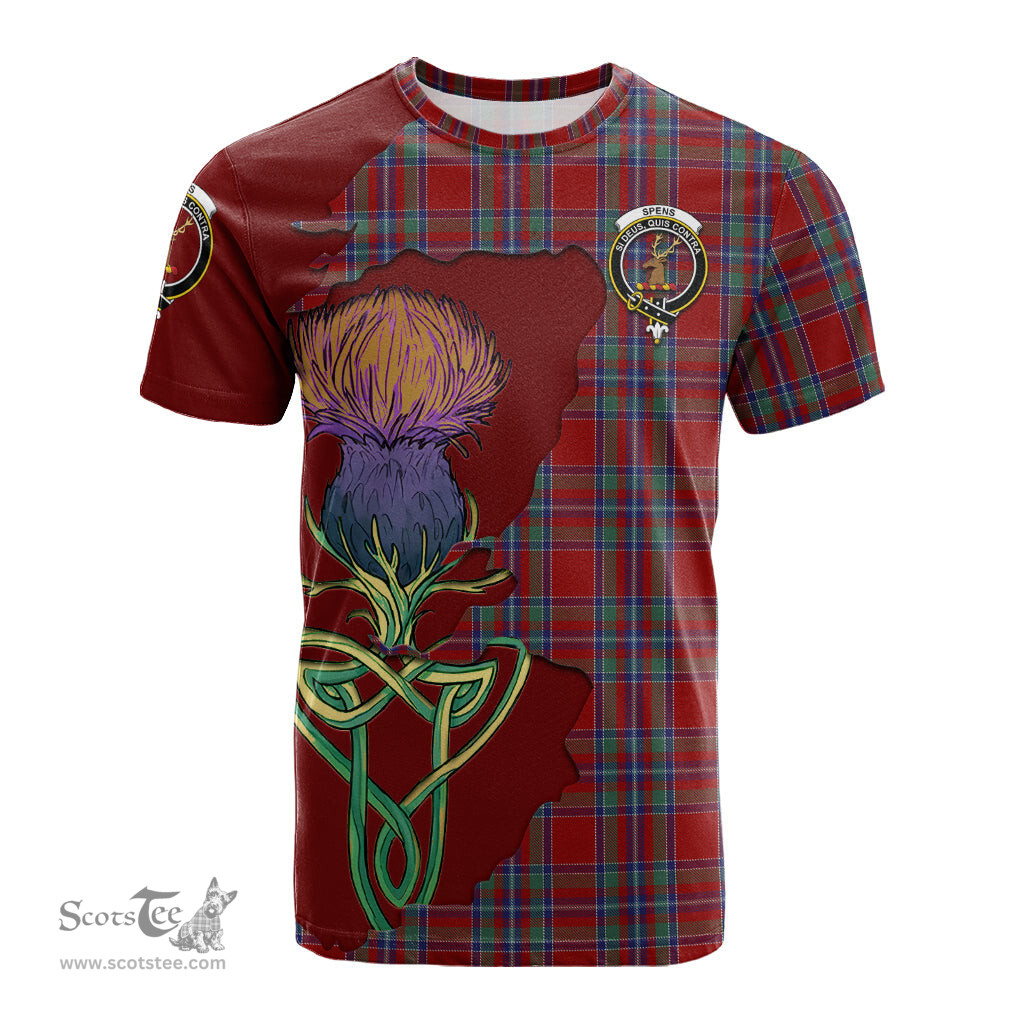 Scottish Spens Clan Tartan with Thistle and Scotland Map Tartan Plaid T Shirt Scottish Plaid Tartan Plaid - ScotsTee - scotstee.com