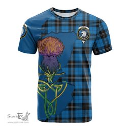 Scottish Ramsay Blue Ancient Clan Tartan with Thistle and Scotland Map Tartan Plaid T Shirt Scottish Plaid Tartan Plaid - ScotsTee - scotstee.com