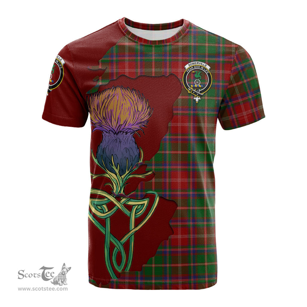 Scottish Somerville Clan Tartan with Thistle and Scotland Map Tartan Plaid T Shirt Scottish Plaid Tartan Plaid - ScotsTee - scotstee.com