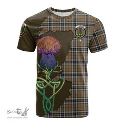 Scottish Thomson Camel Clan Tartan with Thistle and Scotland Map Tartan Plaid T Shirt Scottish Plaid Tartan Plaid - ScotsTee - scotstee.com