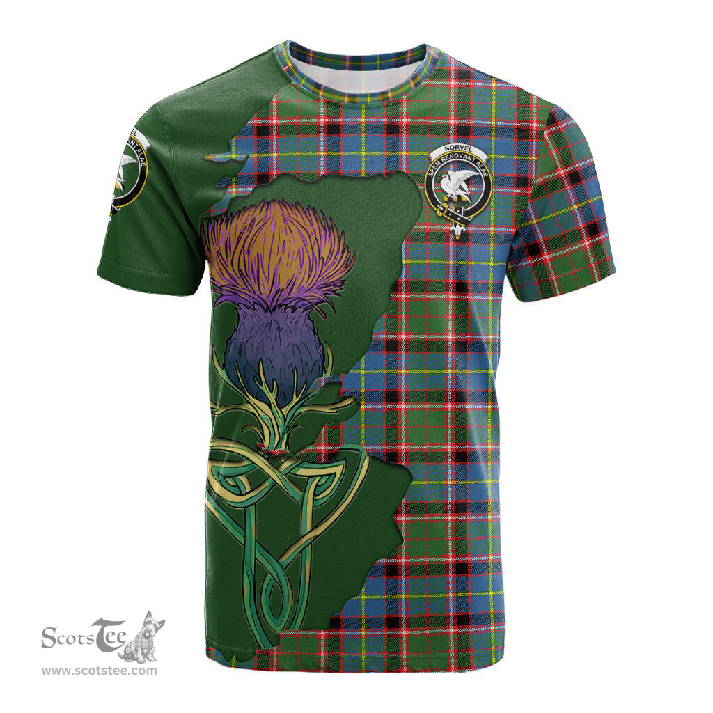 Scottish Norvel Clan Tartan with Thistle and Scotland Map Tartan Plaid T Shirt Scottish Plaid Tartan Plaid - ScotsTee - scotstee.com