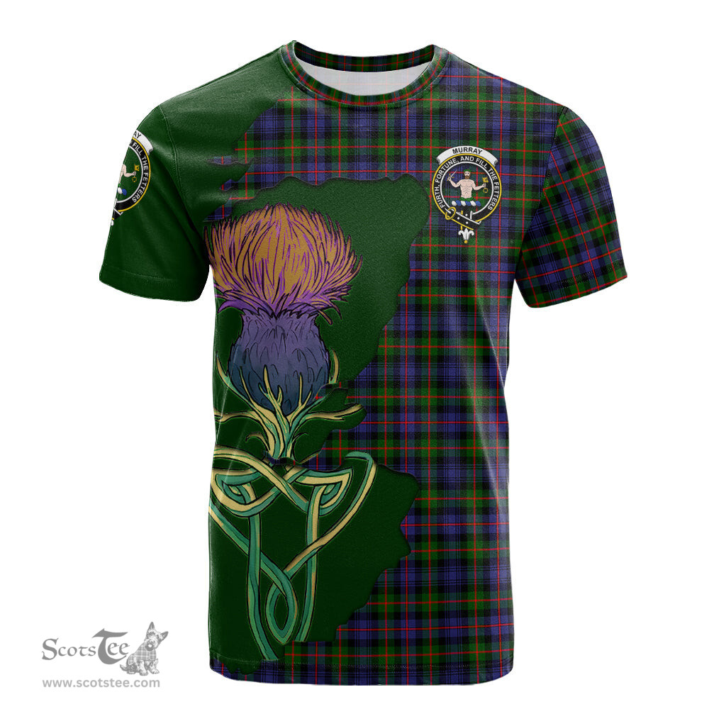 Scottish Murray of Atholl Modern Clan Tartan with Thistle and Scotland Map Tartan Plaid T Shirt Scottish Plaid Tartan Plaid - ScotsTee - scotstee.com