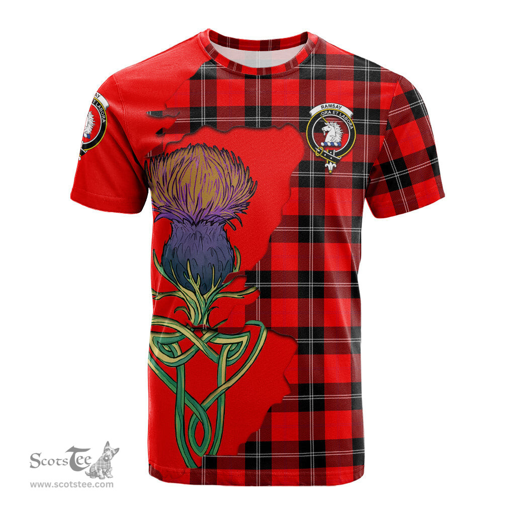 Scottish Ramsay Modern Clan Tartan with Thistle and Scotland Map Tartan Plaid T Shirt Scottish Plaid Tartan Plaid - ScotsTee - scotstee.com