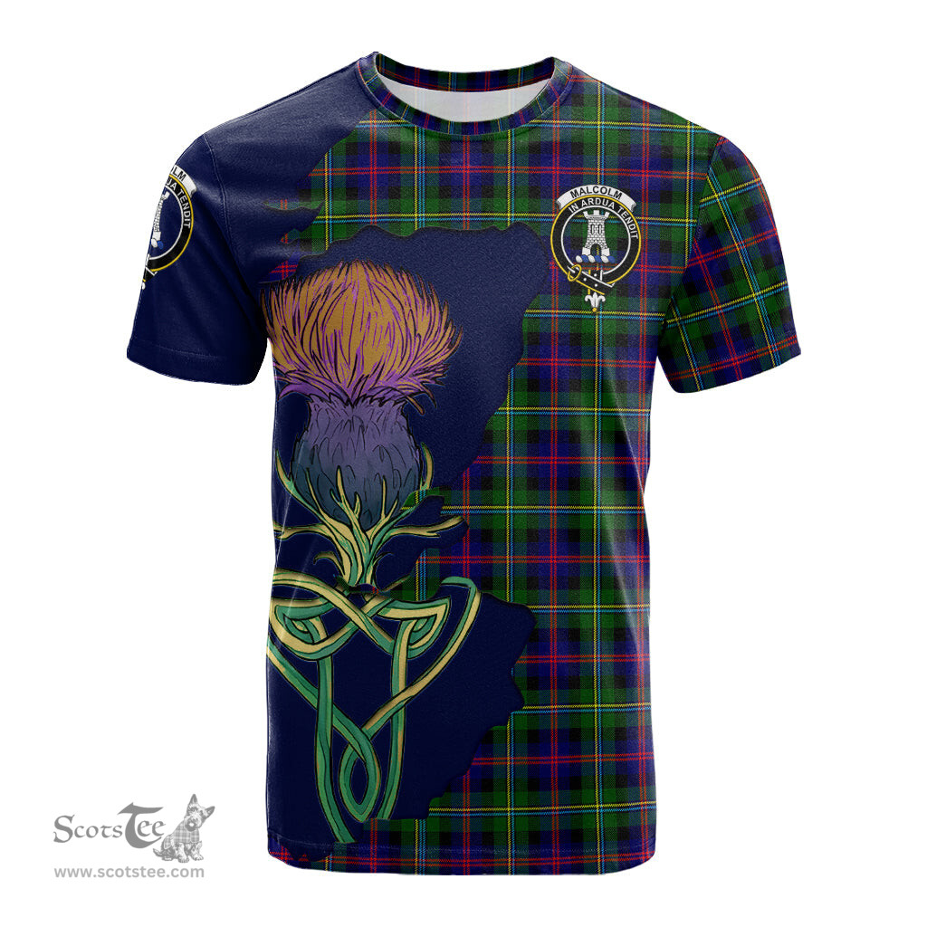 Scottish Malcolm Clan Tartan with Thistle and Scotland Map Tartan Plaid T Shirt Scottish Plaid Tartan Plaid - ScotsTee - scotstee.com