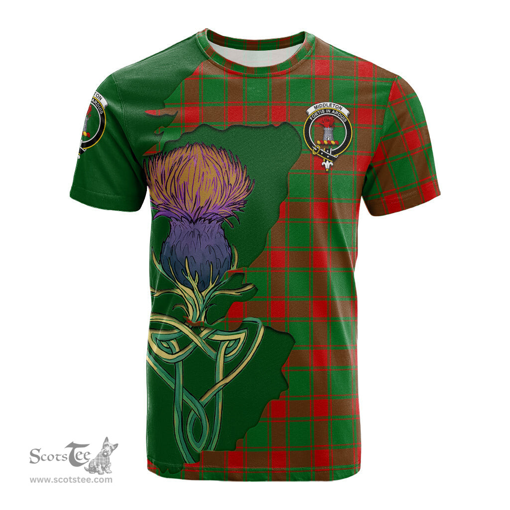 Scottish Middleton Modern Clan Tartan with Thistle and Scotland Map Tartan Plaid T Shirt Scottish Plaid Tartan Plaid - ScotsTee - scotstee.com