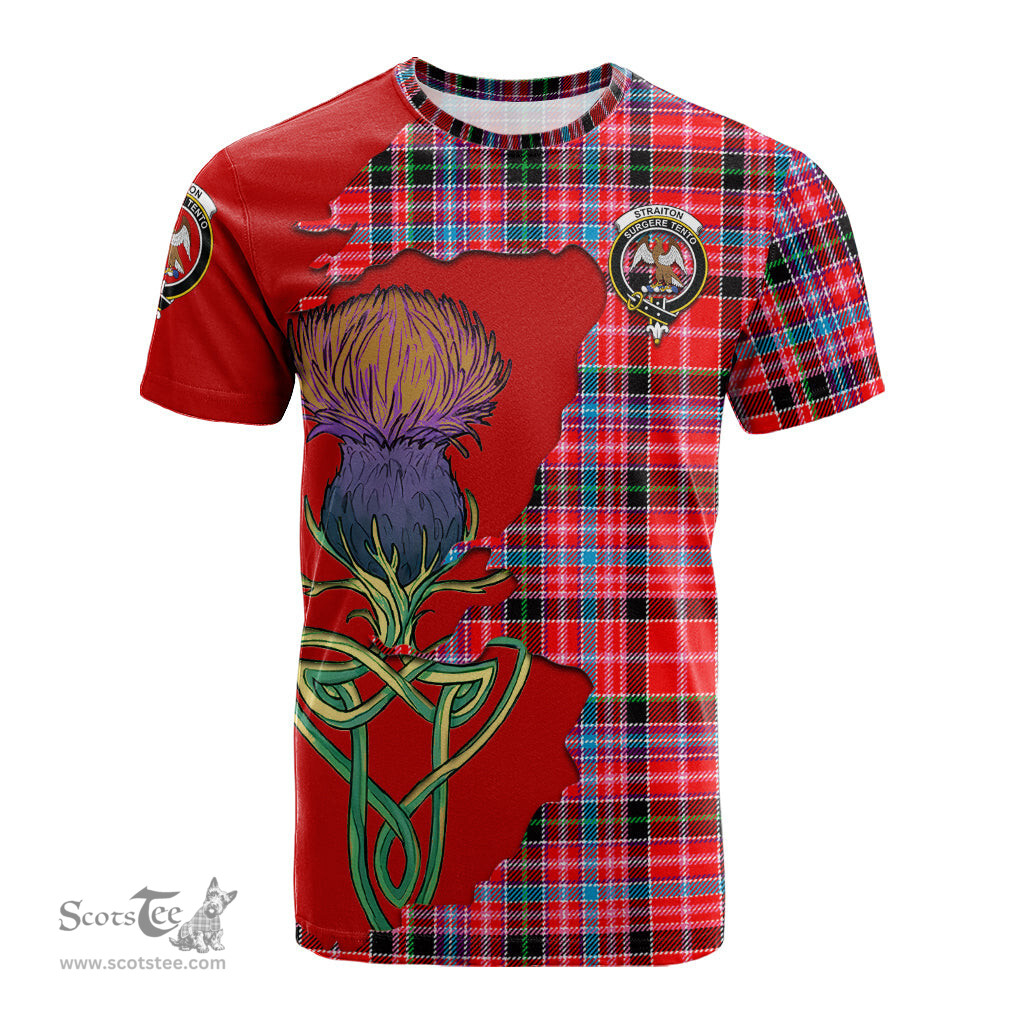 Scottish Straiton Clan Tartan with Thistle and Scotland Map Tartan Plaid T Shirt Scottish Plaid Tartan Plaid - ScotsTee - scotstee.com