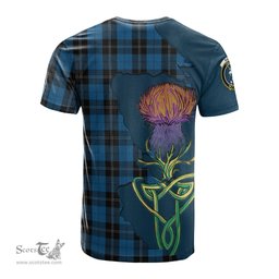Scottish Ramsay Blue Hunting Clan Tartan with Thistle and Scotland Map Tartan Plaid T Shirt Scottish Plaid Tartan Plaid - ScotsTee - scotstee.com