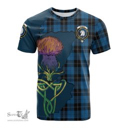 Scottish Ramsay Blue Hunting Clan Tartan with Thistle and Scotland Map Tartan Plaid T Shirt Scottish Plaid Tartan Plaid - ScotsTee - scotstee.com