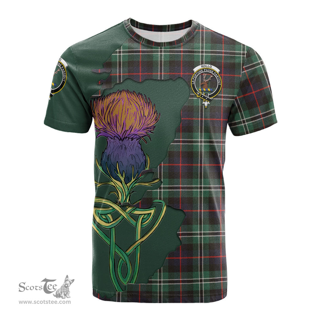 Scottish Rollo Hunting Clan Tartan with Thistle and Scotland Map Tartan Plaid T Shirt Scottish Plaid Tartan Plaid - ScotsTee - scotstee.com