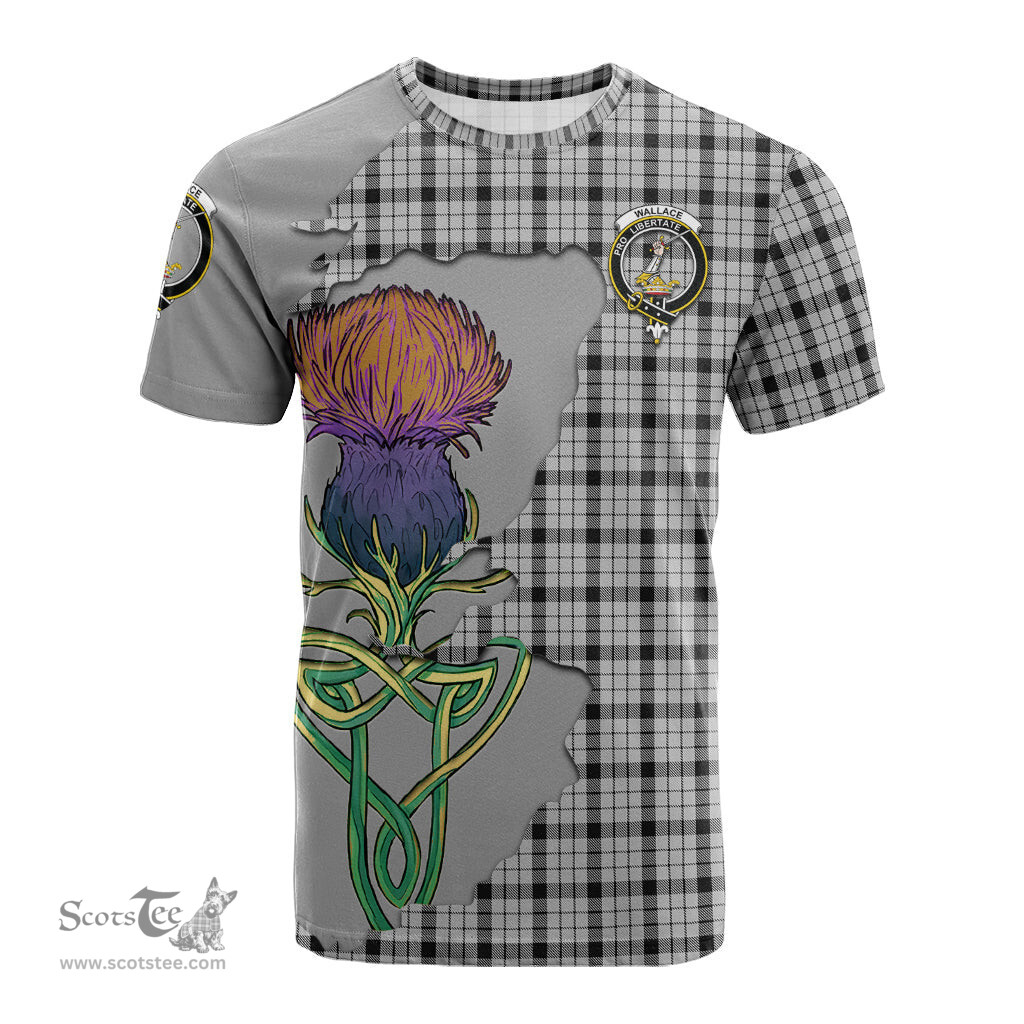 Scottish Wallace Dress Clan Tartan with Thistle and Scotland Map Tartan Plaid T Shirt Scottish Plaid Tartan Plaid - ScotsTee - scotstee.com
