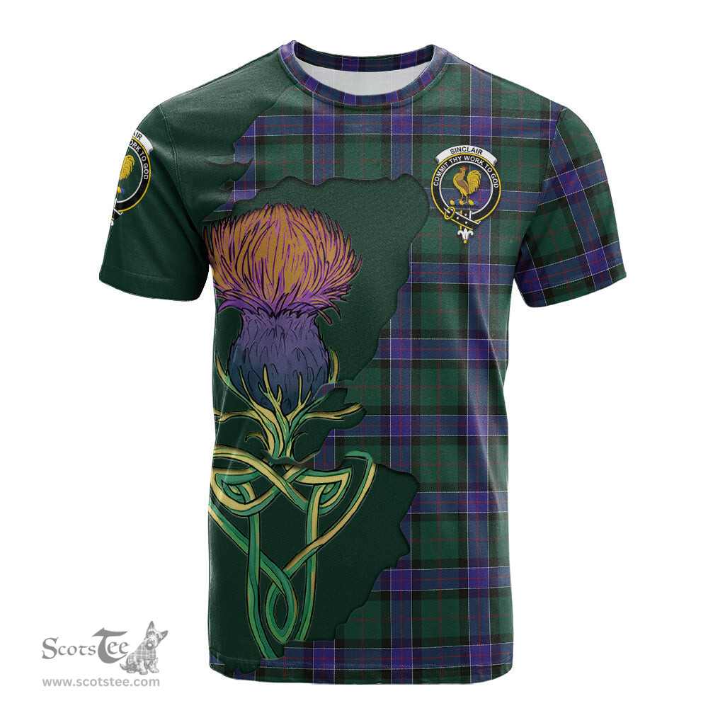 Scottish Sinclair Hunting Modern Clan Tartan with Thistle and Scotland Map Tartan Plaid T Shirt Scottish Plaid Tartan Plaid - ScotsTee - scotstee.com
