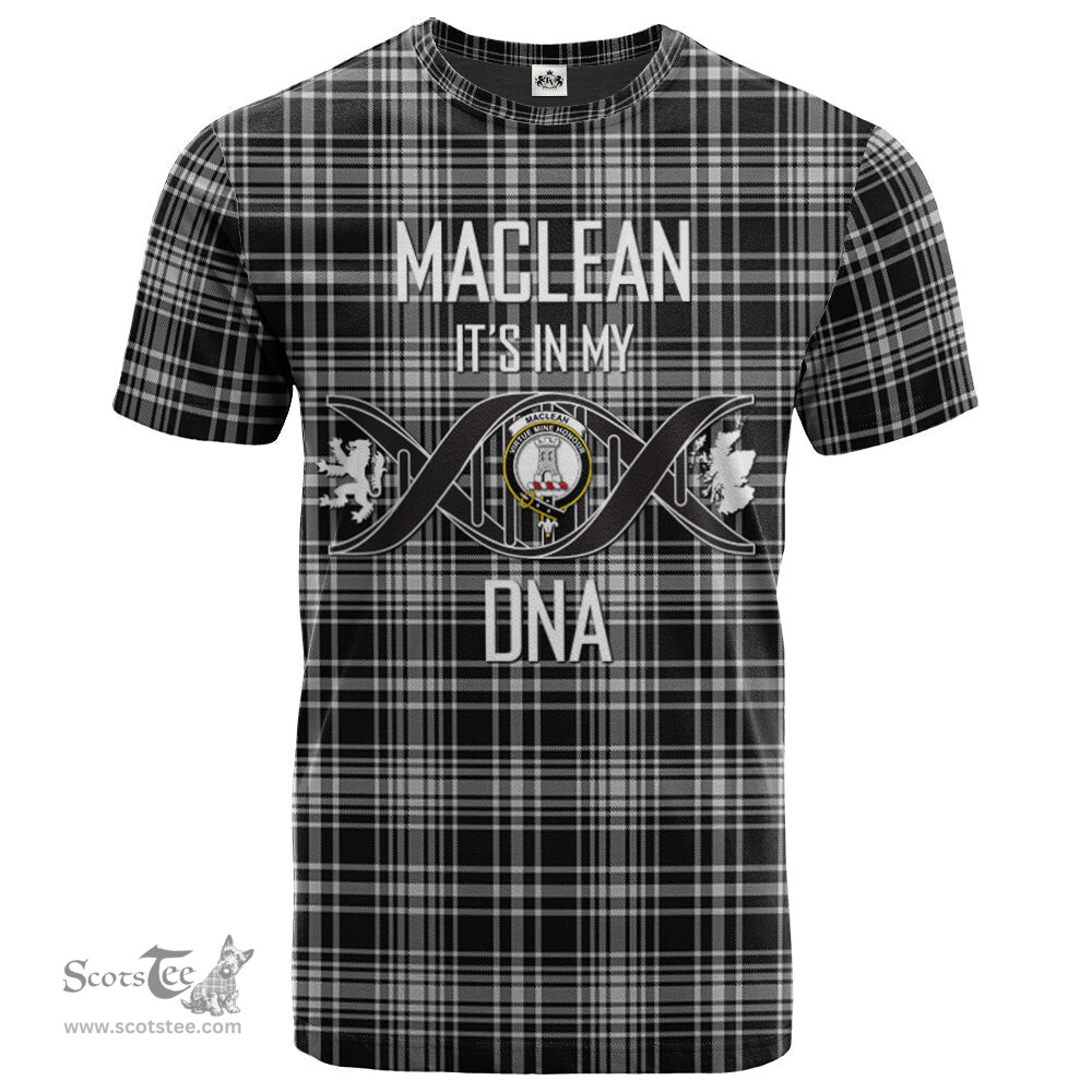 Scottish MacLean Black and White Its In My DNA Plaid Family Crest Tartan T Shirt Scottish Plaid Tartan Plaid - ScotsTee - scotstee.com