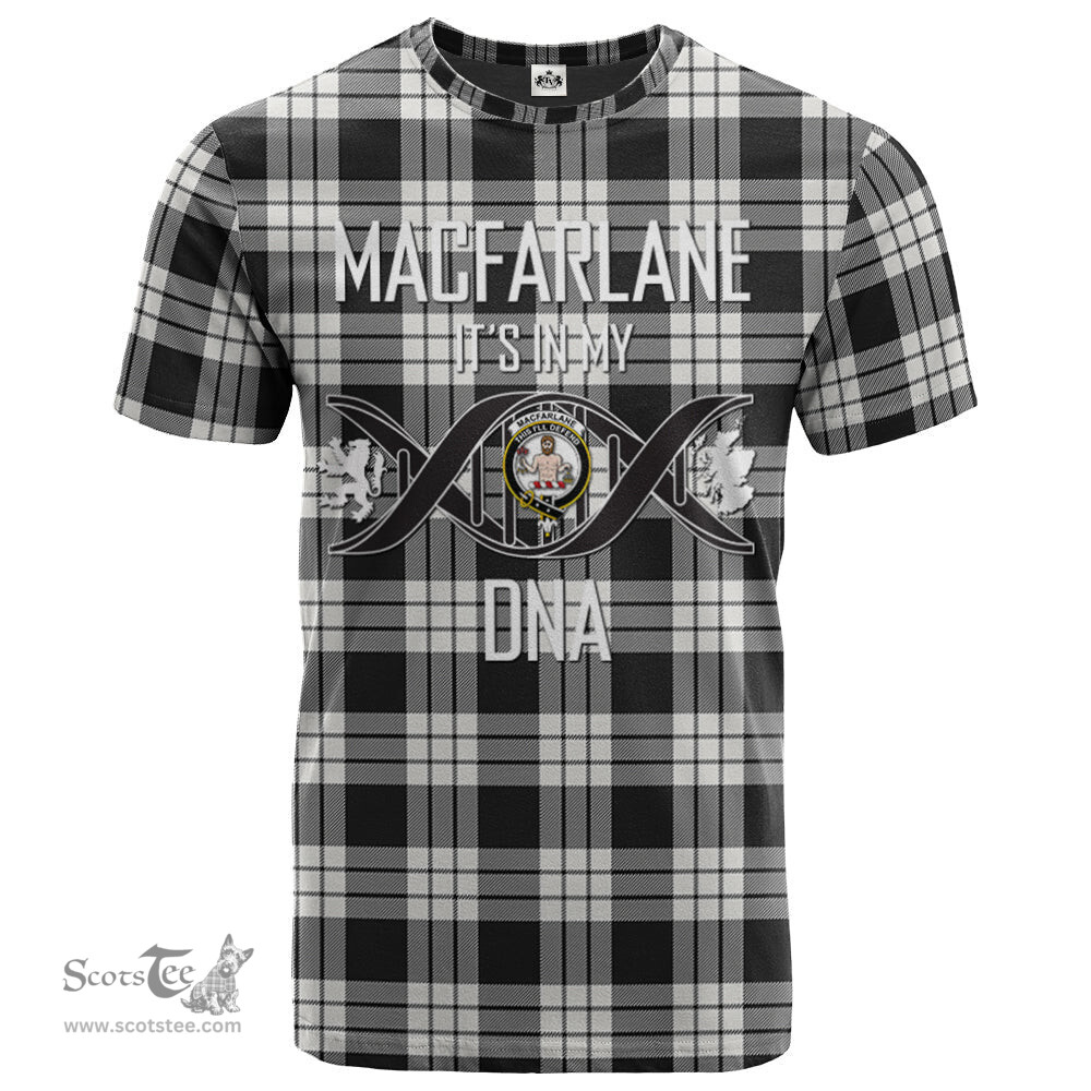 Scottish MacFarlane Black White Ancient Its In My DNA Plaid Family Crest Tartan T Shirt Scottish Plaid Tartan Plaid - ScotsTee - scotstee.com