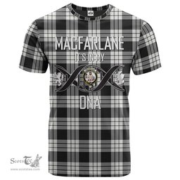 Scottish MacFarlane Black White Ancient Its In My DNA Plaid Family Crest Tartan T Shirt Scottish Plaid Tartan Plaid - ScotsTee - scotstee.com