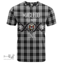 Scottish MacLeod Black and White Its In My DNA Plaid Family Crest Tartan T Shirt Scottish Plaid Tartan Plaid - ScotsTee - scotstee.com