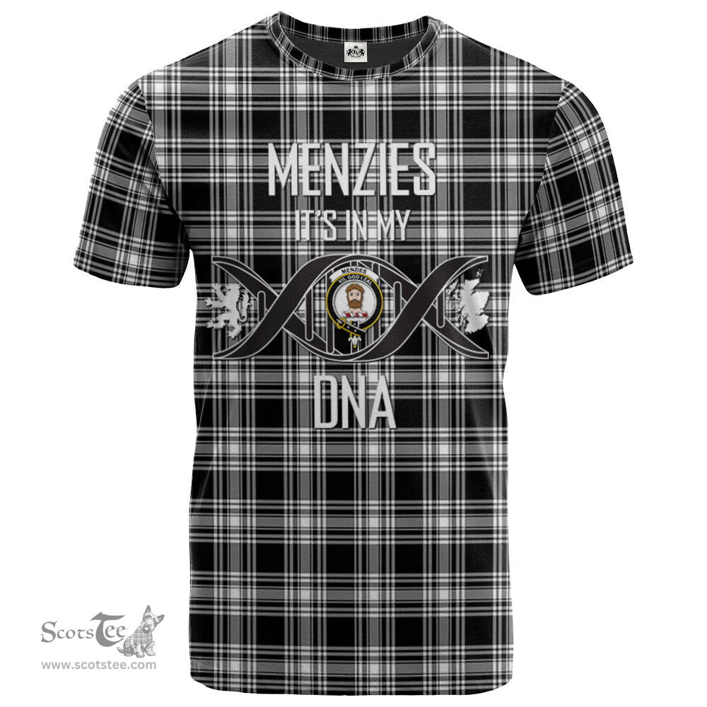 Scottish Menzies Black and White Modern Its In My DNA Plaid Family Crest Tartan T Shirt Scottish Plaid Tartan Plaid - ScotsTee - scotstee.com