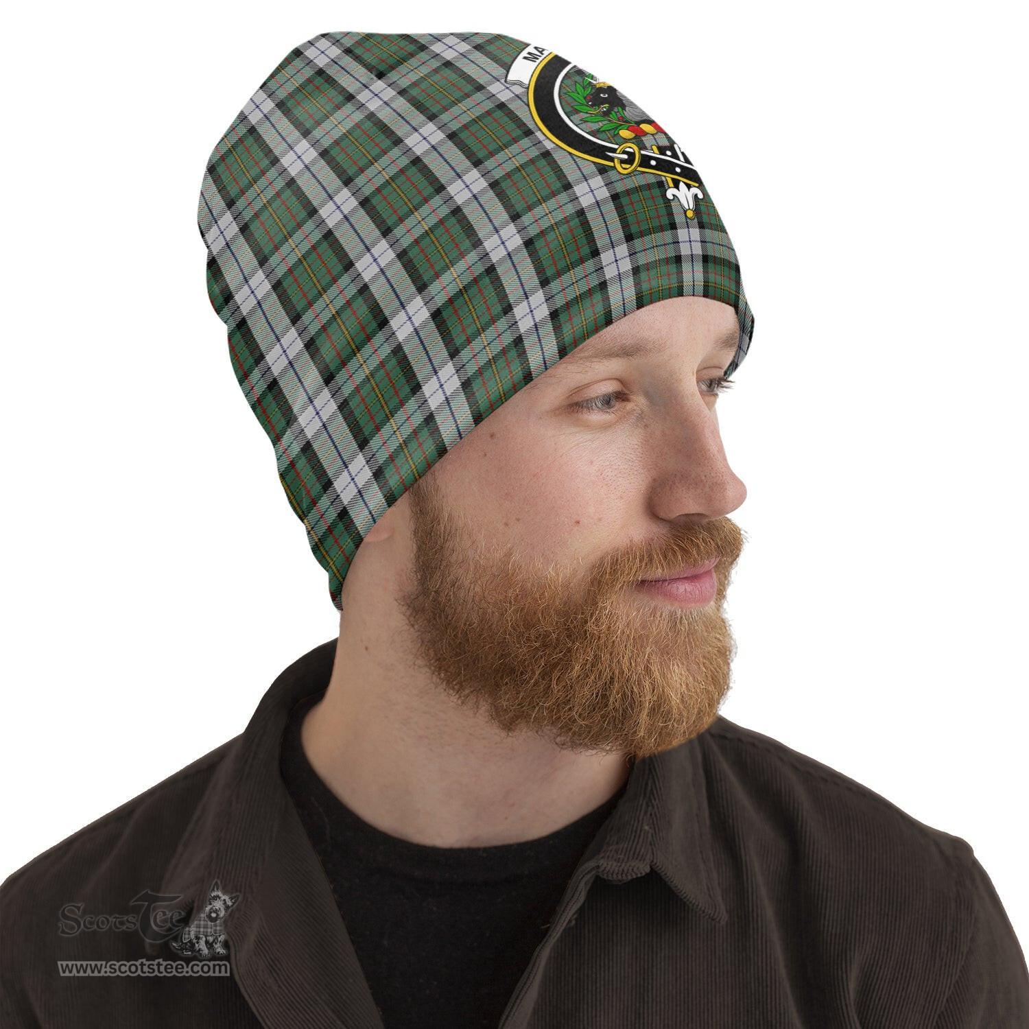 Scottish MacLaren Dress Tartan Beanies Hat with Family Crest - Tartan Plaid Beanies Scottish Plaid Tartan Plaid - ScotsTee - scotstee.com