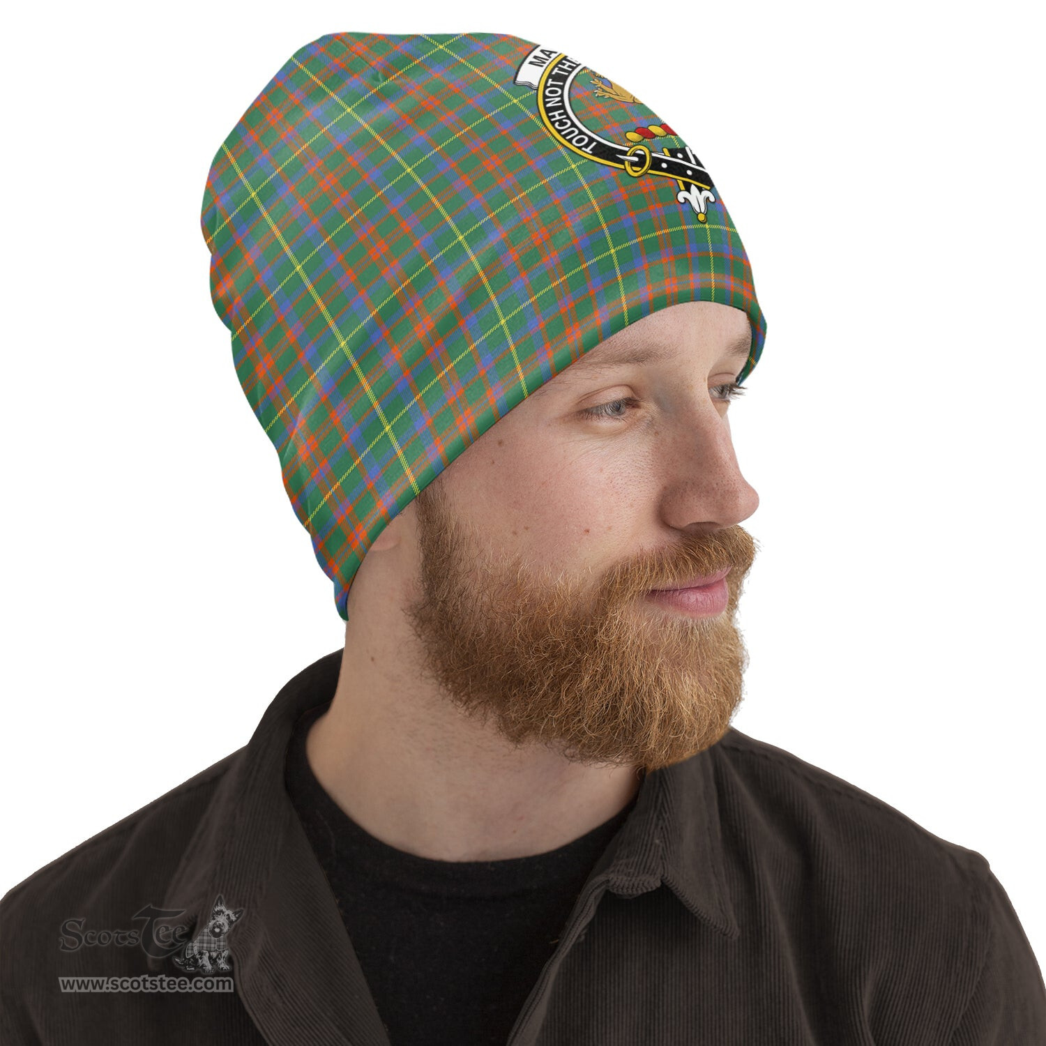 Scottish MacIntosh Hunting Ancient Tartan Beanies Hat with Family Crest - Tartan Plaid Beanies Scottish Plaid Tartan Plaid - ScotsTee - scotstee.com