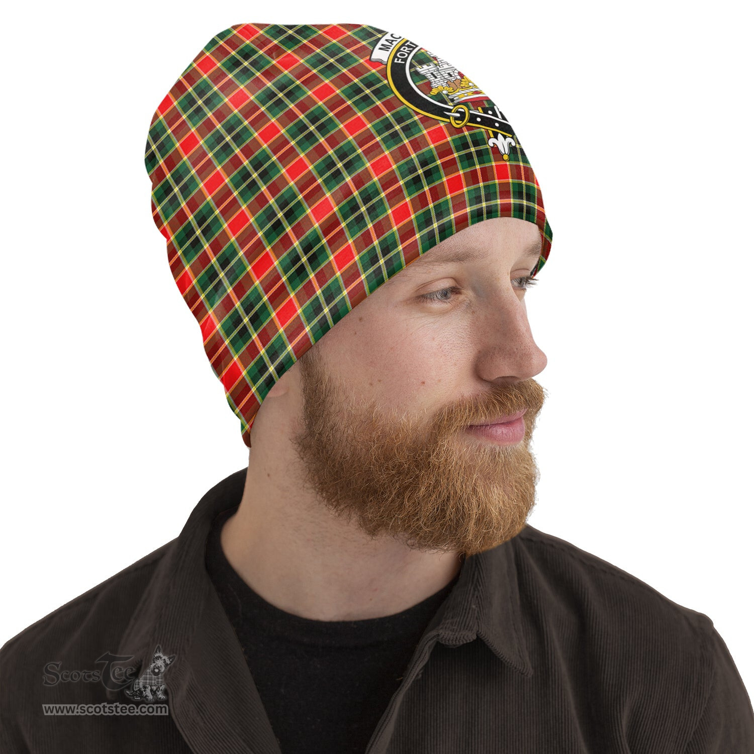 Scottish MacLachlan Hunting Modern Tartan Beanies Hat with Family Crest - Tartan Plaid Beanies Scottish Plaid Tartan Plaid - ScotsTee - scotstee.com