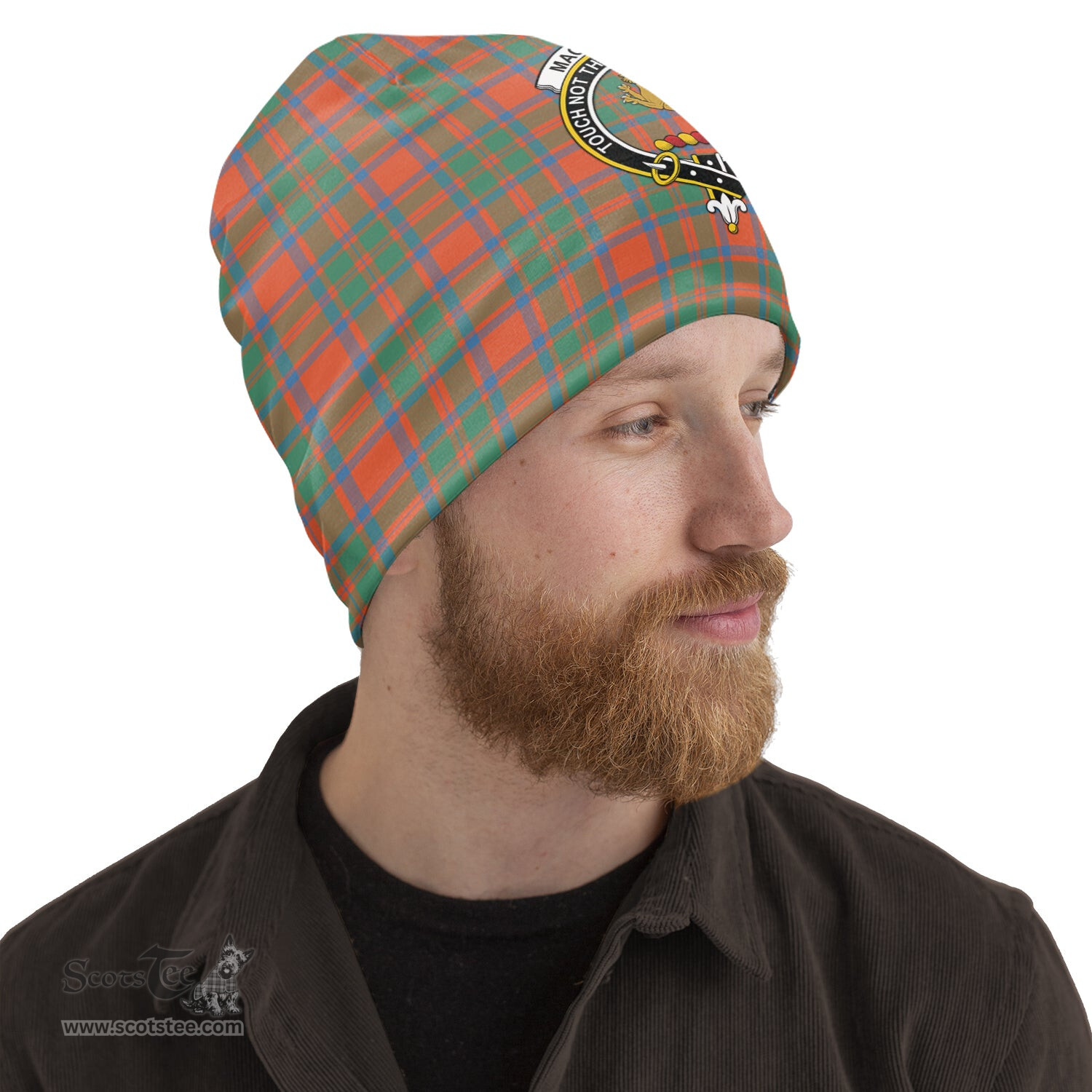 Scottish MacKintosh Ancient Tartan Beanies Hat with Family Crest - Tartan Plaid Beanies Scottish Plaid Tartan Plaid - ScotsTee - scotstee.com